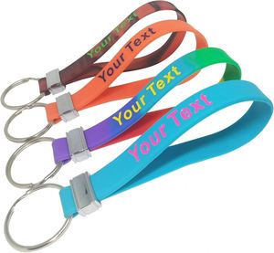 <b>Custom</b> Rubber <b>Keychain</b> Keytag, Waterproof Sport <b>Keychain</b>, Brand Logo Soft Silicone Bracelet Wristbands with Keyring - Product Image 2