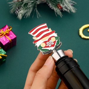 Bouchons de bouteille de vin de Noël en métal, scellants pour bouteilles, décorations de fête de fin d'année, style A B C, design frais et mignon - Product Image 2