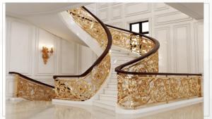 <span class=keywords><strong>Rampe</strong></span> d'<span class=keywords><strong>escalier</strong></span> personnalisée de luxe en laiton et en cuivre pour une utilisation intérieure et extérieure pour les mains courantes de balcon et de porche - Product Image 2