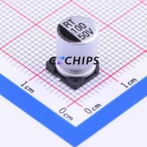 RT1H101M0810 SMD Aluminum Electrolytic <b>Capacitor</b> SMD,D8xL10.2mm 100uF 20% 50V 146mA-120Hz - Product Image 1