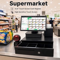 Terminal de point de vente JESEN POS avec écran tactile, 4 Go de RAM, imprimante, double écran, compatible Android OS, Bluetooth 5.2/NFC pour la vente au détail
