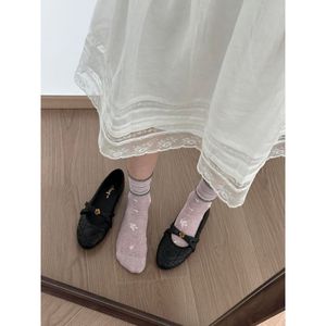 Calcetines Sin Costuras para Mujer, Color Morado Niebla, Gris, Albaricoque Claro, Café, Fibra de Poliéster, Absorbentes de Sudor, a Media Pantorrilla, Primavera Verano - Product Image 2