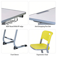 Ensemble de bureau et chaise en MDF moderne et confortable pour étudiants, pour l'école et le bureau à domicile, design durable, fabriqué en Chine