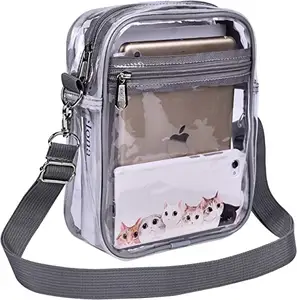 Iso9001 Fabriek Custom Amazon Hot Selling Pvc Clear Crossbody Draagtassen Voor Dames Messenger Bags