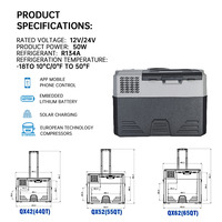 42/52/62L Refrigerador de coche Mini nevera Congelador pequeño 12V Compresor Enfriador portátil 220V 12V Mini refrigerador portátil de coche