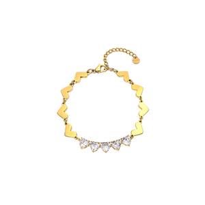 Heart Shape Gold Plated Stainless Steel <b>Bracelet</b> With <b>Crystal</b> Stones For Women Fashion Jewelry - Product Image 2
