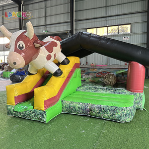 Château <span class=keywords><strong>gonflable</strong></span> extérieur pour enfants sur le thème de la <span class=keywords><strong>vache</strong></span> avec petit toboggan - Product Image 2