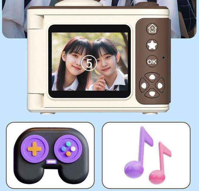 Flip Screen Kids Digital Camera Rotatable Lens Full HD Recording Filter Function Holiday Play Gift Camera For Teens Boys Girls