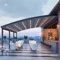 Pergola rétractable électrique carrée blanche de 12 mètres, toit flexible en alliage d'aluminium, cadre thermolaqué, garantie 15 ans