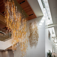 Lustre créatif pour villa, design artistique, plafond ouvert, en verre de luxe, LED, pour escalier duplex, suspension goutte d'eau