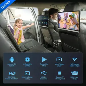 Jmance 13.3 pollici Android 10.0 poggiatesta TV 4K Monitor per auto Tablet multifunzione Touch Screen WiFi/BT/autoradio