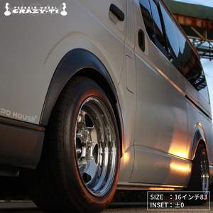 Hiace 200 Series Caravan NV350 <span class=keywords><strong>Roue</strong></span> CRAZY T-1 4 Pièces Set Tecchin Fer Étain Noir Blanc Chromé 16 <span class=keywords><strong>Pouces</strong></span> 17 <span class=keywords><strong>Pouces</strong></span> 35mm 40mm - Product Image 4