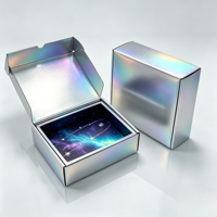 Boîte d'expédition brillante personnalisée avec logo fournisseur, boîte en carton ondulé imprimée couleur laser arc-en-ciel pour emballage cadeau cosmétique