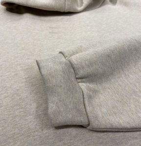 Sudadera con Capucha FO Couples Leisure Double Line 23 Cloud Series 100% Algodón Transpirable para Invierno con Letras ESS Gris Trigo - Product Image 5