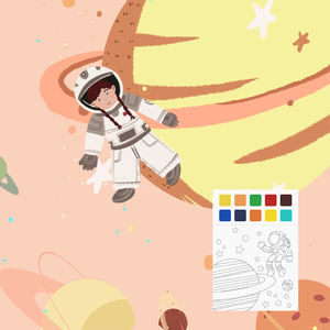 <span class=keywords><strong>Livre</strong></span> de coloriage à l'eau sur le thème de l'espace pour enfants, format poche, sans dégâts, avec pinceaux, kit artistique éducatif - Product Image 5