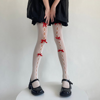 Fille Mignon Rose Filets De Poisson Collants Bas Résille Avec Noeud Papillon