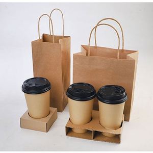 Bolsa de Papel Kraft Marrón con Asa para Bebidas para Llevar, con Logotipo Impreso Personalizado - Product Image 6
