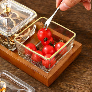 Juego de platos de <span class=keywords><strong>tapas</strong></span> cuadrados personalizados de gran venta, bandeja minimalista para servir aperitivos y plantas de cristal con tapa para uso diario - Product Image 2