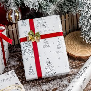 <b>White</b> Christmas Wrapping Paper Roll 17in x 32.8ft Silver Foil Embossed Trees And Letters Gift <b>Wrap</b> For Holiday Celebration - Product Image 6