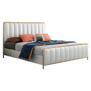 Lits à cadre <span class=keywords><strong>en</strong></span> cuir véritable <span class=keywords><strong>de</strong></span> style moderne, taille king et queen, avec table <span class=keywords><strong>de</strong></span> chevet, photos <span class=keywords><strong>de</strong></span> designers - Product Image 5
