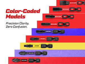 Nuovo Set di Punte per Cacciavite a Impatto Industriale S2 Codificate a Colori, Miste PH SQ Torx SQ SL # Supporto in Plastica Personalizzabile con 8 Perni in Acciaio - Product Image 4