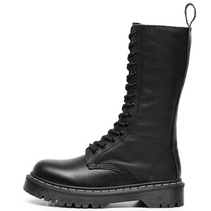 Botas de moto de caña alta con patrón de lichi para mujer, con 14 perforaciones, botines cortos de cuero de primera calidad estilo inglés para hombre y mujer, punta redonda - Product Image 3
