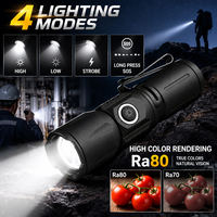 Lampe de poche LED XHP50, 500 Lumens, torche de poche rechargeable par USB avec mise au point zoomable, batterie 16340, mini lampe EDC pour le travail et le camping