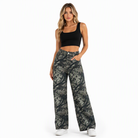 Jean large taille haute imprimé pour femme, motif graphique vintage, résistant à la décoloration, personnalisable