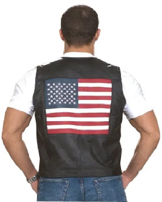 HMB-4950A CUIR GILET USA DRAPEAU STYLE EN CUIR DE VACHE TAILLE MANTEAUX AMERICAN FASHION WAISTCOAT GROS