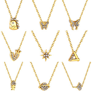 Collar de dinosaurio de acero inoxidable chapado en oro, colgante de dibujos animados, joyería para mujer, regalo, gargantilla de moda - Product Image 1