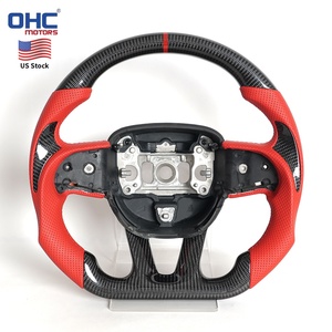 Volant sport en fibre de carbone pour <span class=keywords><strong>Dodge</strong></span> <span class=keywords><strong>Challenger</strong></span> Charger Durango Hellcat 2015-2025 en cuir rouge avec poignée ergonomique – Entrepôt USA - Product Image 1