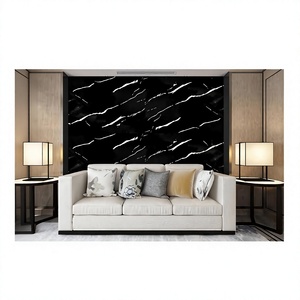 Pegatina de Pared de PVC 36307, 30x60cm, Patrón de Mármol Negro, Removible, Autoadhesiva, Impresión Digital para Decoración de Sala de Estar - Product Image 1