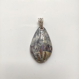 Pendentif en argent 925 et jaspe porcelaine - Product Image 1