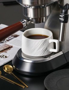 Ensemble tasse et soucoupe en céramique et porcelaine couleur unie simple avec motif rocheux et anse suspendue 250 ml, style européen pour usage domestique - Product Image 4