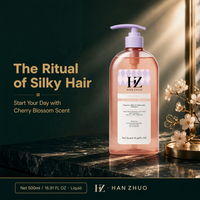 Shampooing en Gros Parfumé Fleur de Cerisier 500ml Soyeux Léger Anti-Frisottis Contrôle des Frisottis Volume Nourrissant Soin du Cuir Chevelu Marque Privée