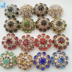 22mm Colorful flower Crystal Rhinestone shank Buttons for coats jeans accessories