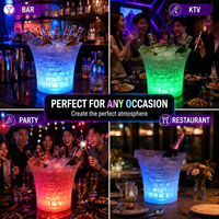Cubo de Cerveza LED de Plástico PP Resistente a Impactos de 5L, con Logotipo Personalizado Serigrafiado, Funciona con Pilas AA, para Bares y KTV