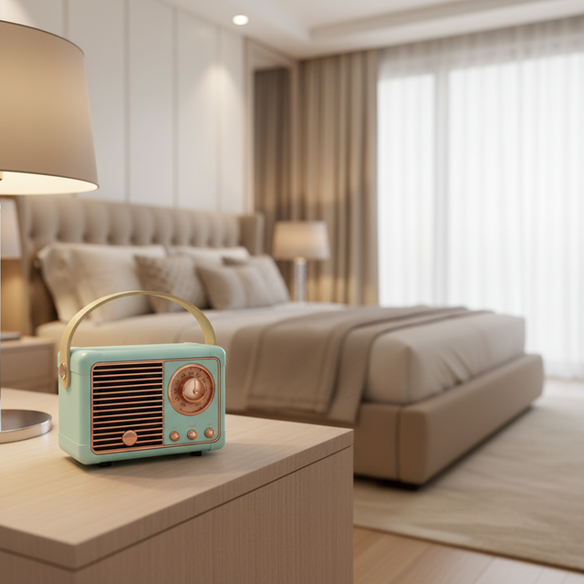 2026 Retro Blue Tooth Speaker with Old Fashioned Classic Style Boombox Loud Volume Wireless Connection, TF Card and MP3 Player