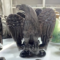 Águila de Obsidiana Plateada Tallada a Mano de Alta Calidad, Gran Brillo Plateado para Exhibición de Colección de Lujo, Decoración del Hogar Fengshui