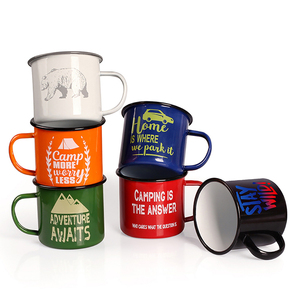 Personalised High Quality Enamel Metal Cast Iron Espresso Cup Wholesale Vintage Enamel Coffee Mug with Logo for Outdoor Camping