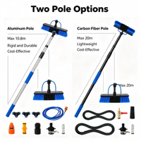 Kit de nettoyage de panneaux solaires télescopique en alliage d'aluminium alimenté par l'eau, ensemble d'outils réglables avec brosse pour le nettoyage des fenêtres