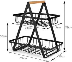Cesta de frutero personalizada de fábrica, soporte para alimentos y verduras, de 2 niveles de encimera cesta de frutas, cesta de alambre para frutas y verduras - Product Image 4