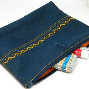 <b>Jeans</b> Casual Cosmetic Bag Custom DIY Denim Embroidered Makeup Organizer Large Capacity Recycled Denim Zipper Travel Pouch - Product Image 1