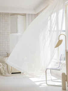 Style campagnard fil <span class=keywords><strong>tissu</strong></span> <span class=keywords><strong>rideau</strong></span> Beige blanc Crochet translucide ombrage gaze de lin pour la maison salon chambre - Product Image 2