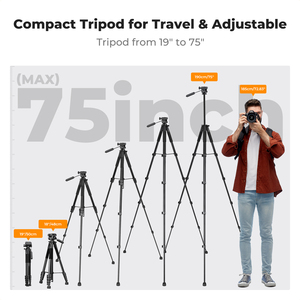 K&F <span class=keywords><strong>Concept</strong></span> S255A3+BV01 Treppiede Leggero da 75 Pollici per Fotocamera, Treppiede Compatto con Telecomando e Supporto Telefono 2-in-1, Treppiede da Viaggio per Smartphone - Product Image 4