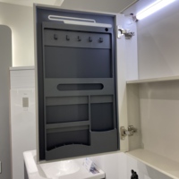 WJL Meuble-lavabo mural moderne en acier inoxydable avec lavabo 80 cm et miroir éclairé pour salle de bain