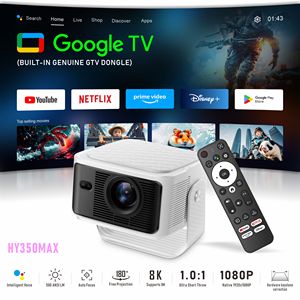 Projecteur Google <span class=keywords><strong>TV</strong></span> 4K OEM HY350 Max 1080P LED 180 °   Projecteur portable Android 11 gratuit, 500 lumens ANSI, stéréo HIFI, home cinéma - Product Image 1