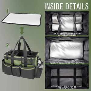 Organisateur de produits de nettoyage vert extra large avec séparateurs pliables, sac de rangement portable pour produits nettoyants avec poignée - Product Image 4