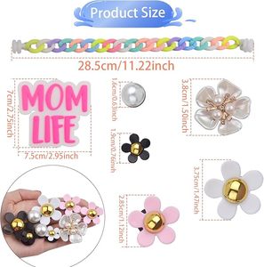 Bogg Bag Charms <b>Accessories</b> Set with Pearls Flowers Chain Decorative Bogg Bag for Women Girls Rubber <b>Beach</b> Tote Bag Insert Charm - Product Image 2