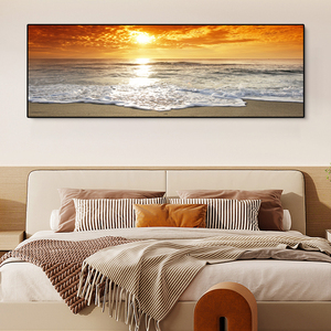 Quadro su Tela Lussuoso con Tramonto Costiero, Stampa a Trasferimento Termico su Base in Carta con Cornice in Lega di Alluminio, Decorazione per la Casa - Product Image 2